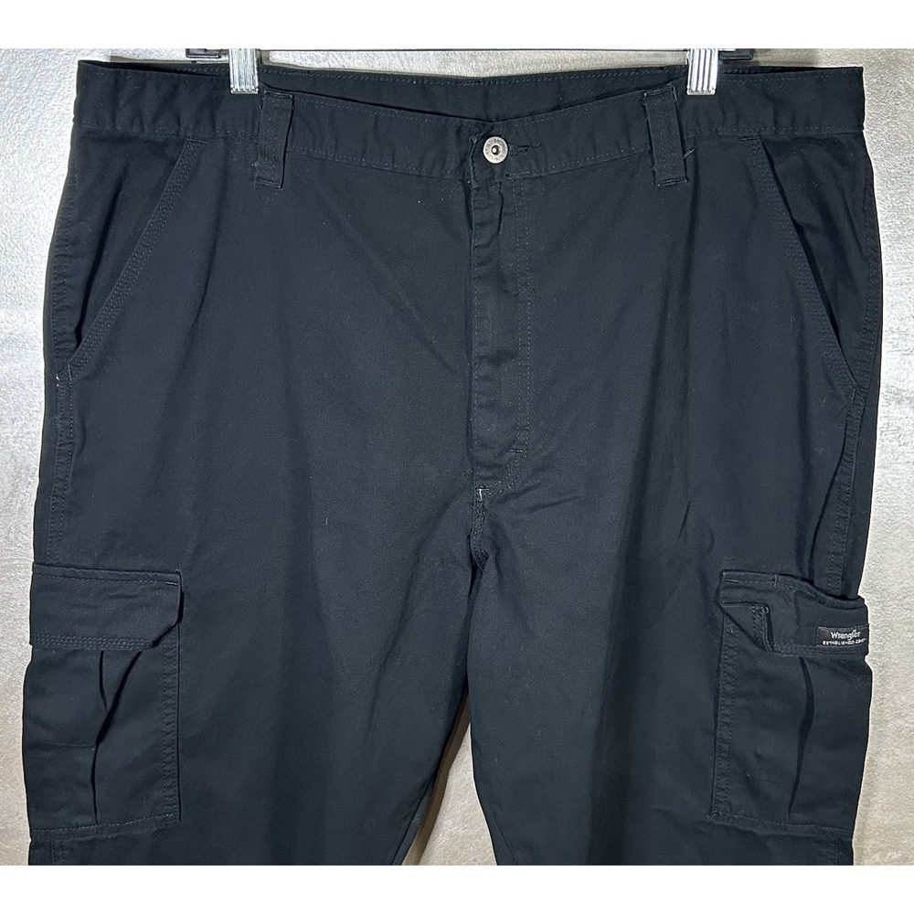 Wrangler Mens Cargo Pants Black Size 40x32 Straight 100% Cotton - Picture 2 of 10
